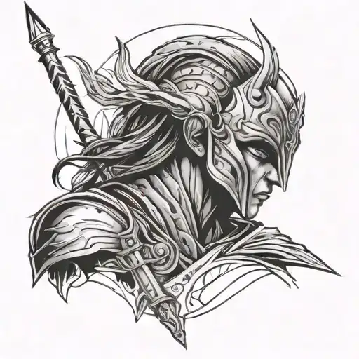 Warrior Minimalist Tattoo Design