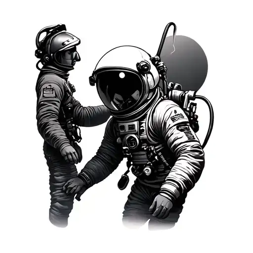 Astronaut And Diver Half Sleeve