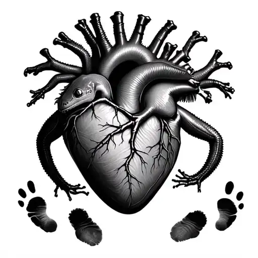 Anatomical Heart With Crested Gecko Footprints On The Inside