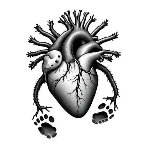 Anatomical Heart With Crested Gecko Footprints On The Inside