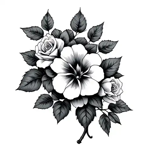 Morning Glory Flower And Rose Vine