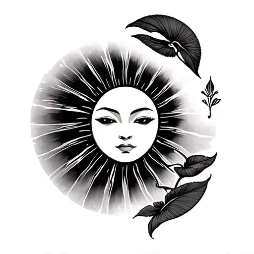 Japanes Traditional Style With Sun