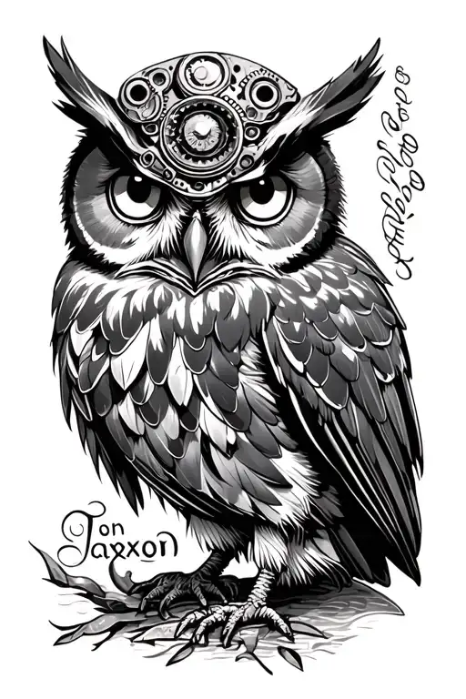 Steampunk Owl With Jaxon Writing