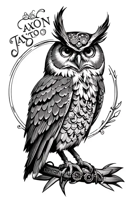 Steampunk Owl With Jaxon Writing
