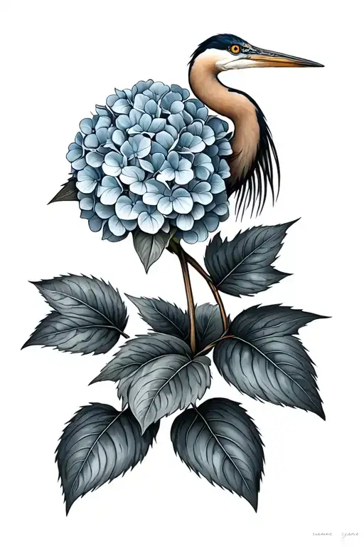 Blue Heron Hydrangea Flower With Suzanne Written