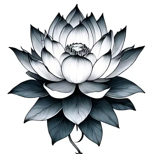 Ethereal Lotus Flower Fine Line Tattoo Design