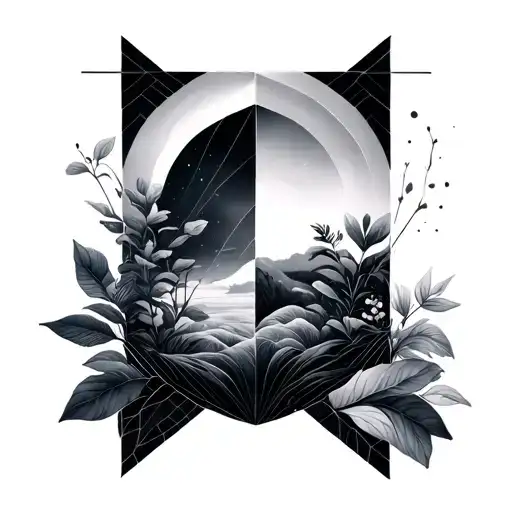 Geometric Design Featuring Nature Representing Light And Dark