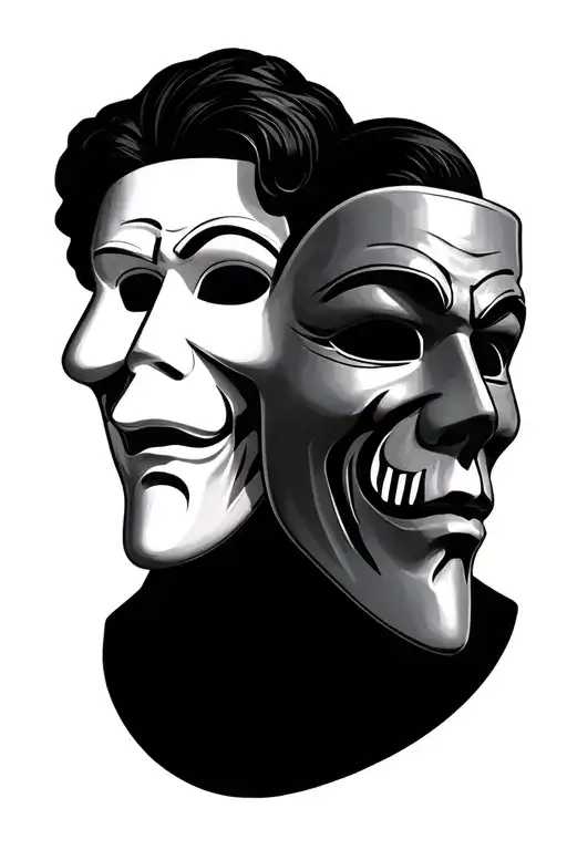 2 Masks Tragedy And Comedy And Add More Stuff To Fulffil Desing