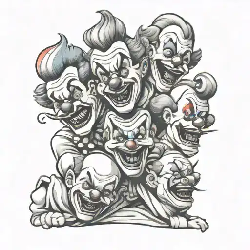Four Clowns Fighting Over Emotions