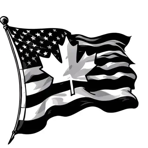 Canadian American And Icelandic Flag Waving