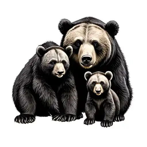 Papa Bear And Cubs