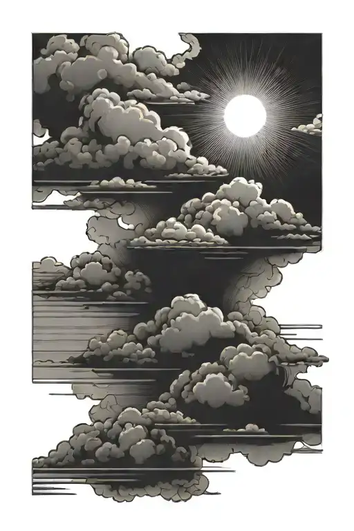 Clouds And Sun Setting