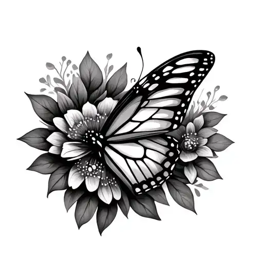 Butterfly And Flowers