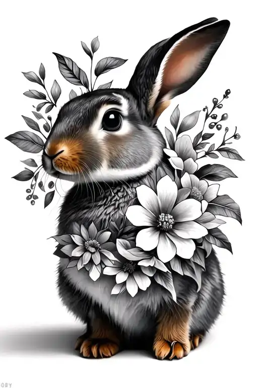 Rabbit With Flowers Wrapped