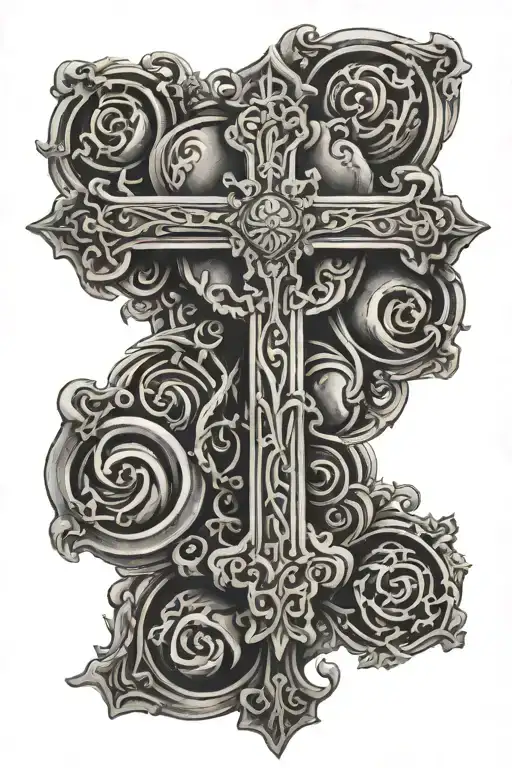 Catholic Cross Tattoo With Name Inside