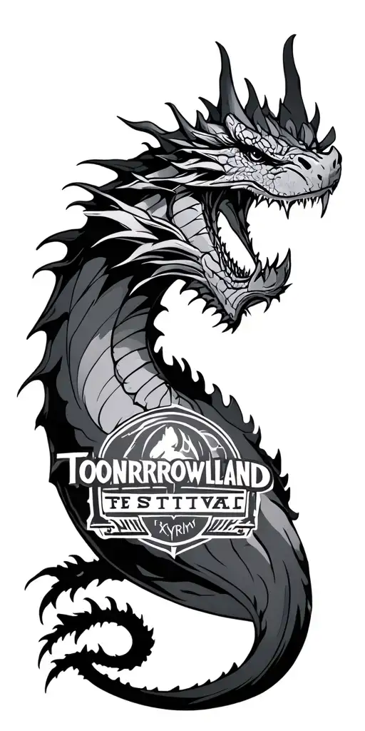 Skyrim Dragon With Tomorrowland Festival Logo On The Arm