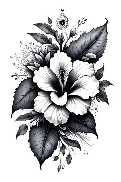 Fleur D'hibiscus Et Mandala Design Incorporating Elements Of Nature