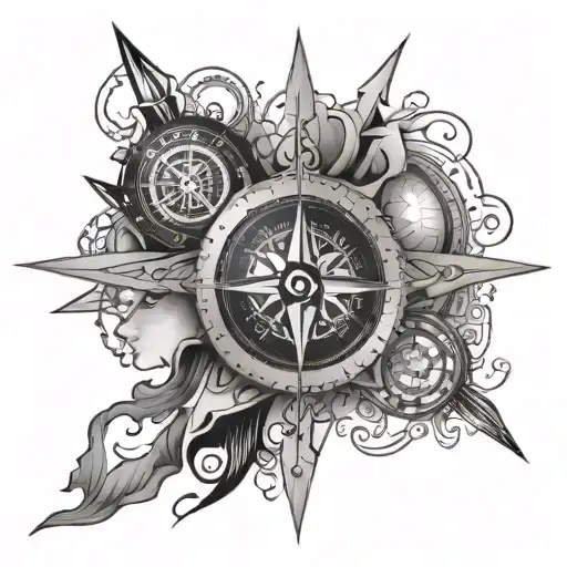 Compass With Broken Glass Face And Knot With Torres Strait Island Culture