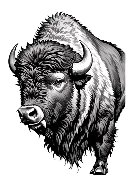 Bison Facing Storm