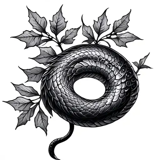Dainty Serpent With Oak Leaves Intertwined