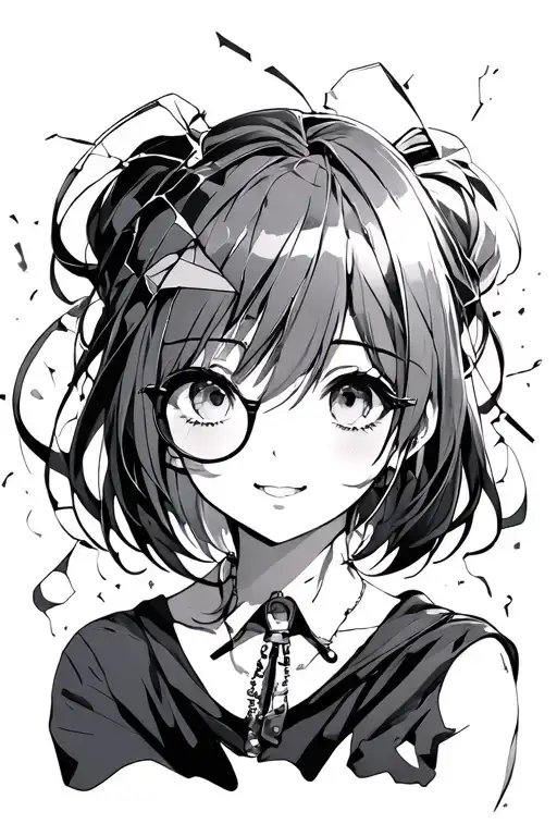 Happy Anime Girl With Broken Sandglasses