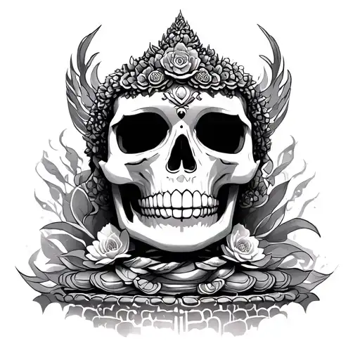 Skull In Buddha Temple Nestled