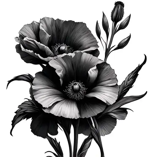 Gladiolus And Poppy