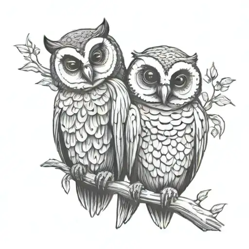 Owl With Sloth Couple Enjoying