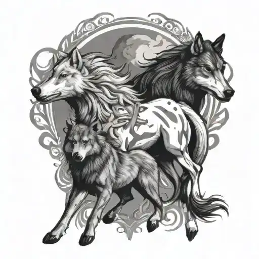 Horse And Wolf Surrounded
