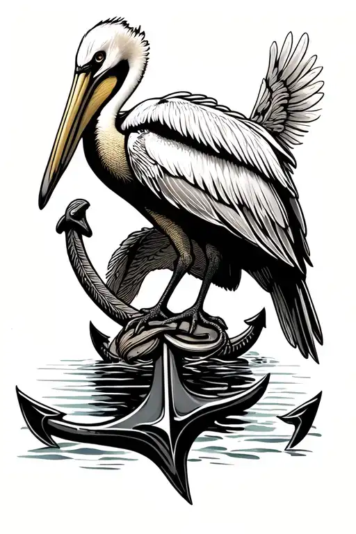 Pelican Perched On Top Of Anchor