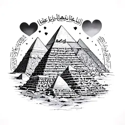Pyramids Of Giza And God Are Love In The Middle Of Arabic In The Middle Of The Forearm