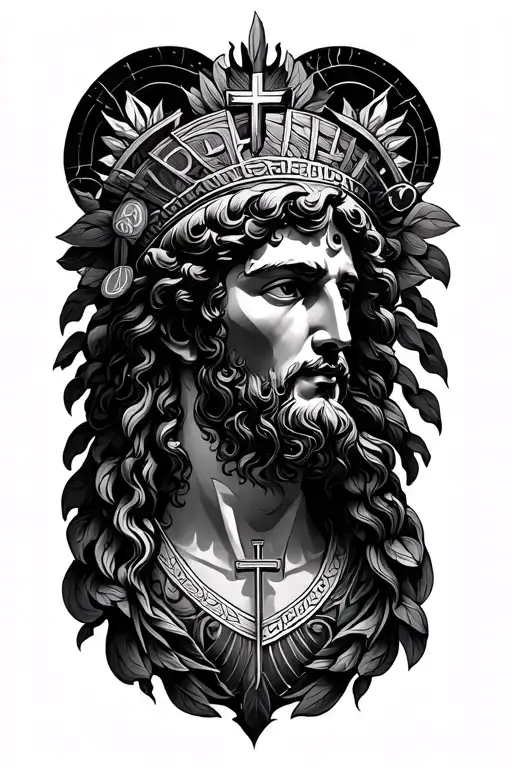 Ancient Greek And Christian Religion Symbols In One