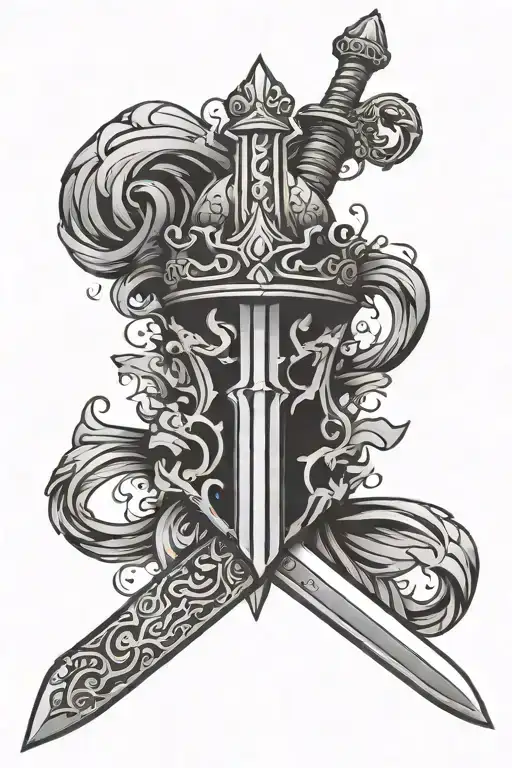 Sword With Burning Crown Hanging