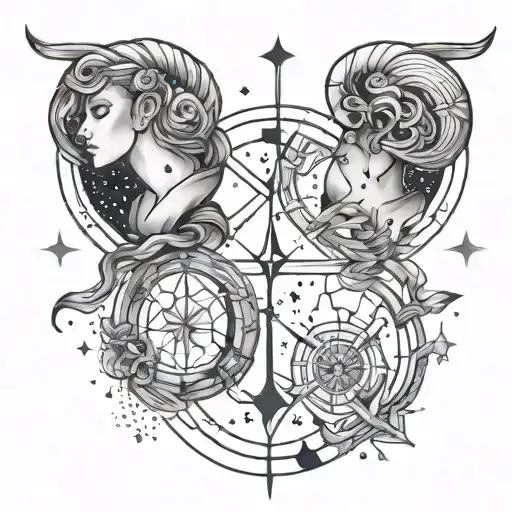 Aries Virgo And Sagittarius Constellation Intertwined