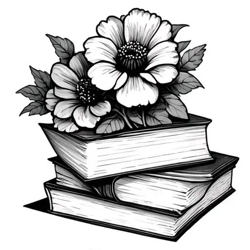 Book Stack With Flower