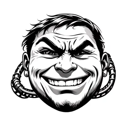 Create A Tattoo That Is A Frowning Face Connected To A Smiling Face And Is A Roller Coaster