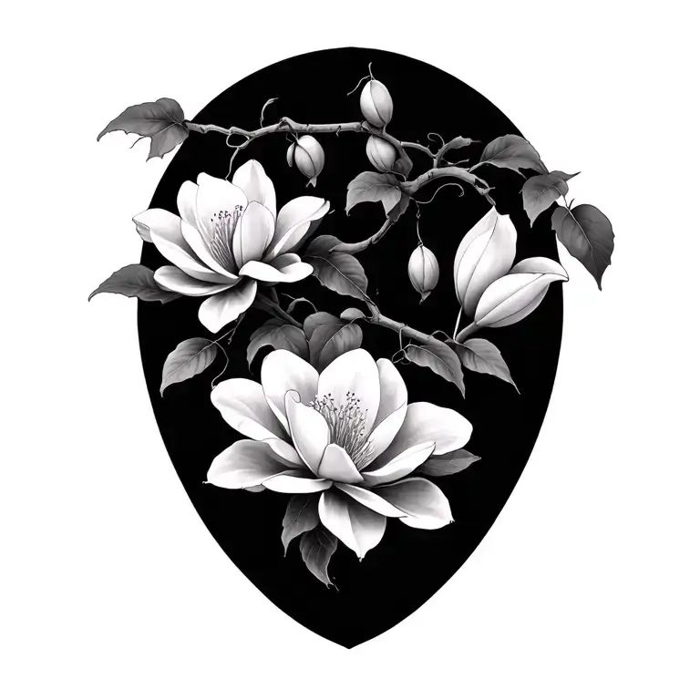 Magnolias And Creeping Vines Hanging