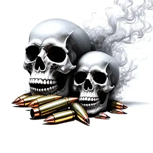 39 Skulls Made Of Smoke Rising From Bullet Casings