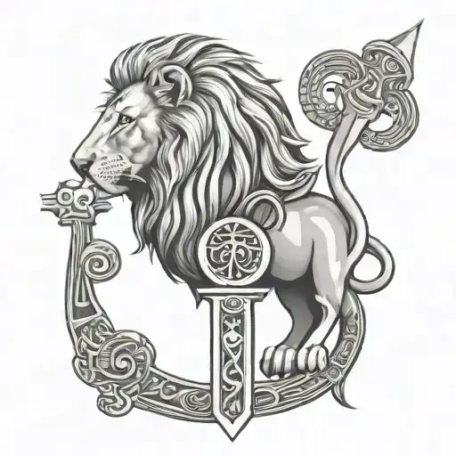 Lion And Ankh Symbol