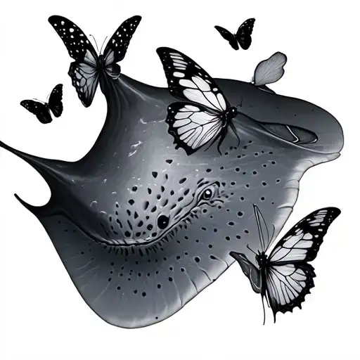 Sting Ray And Butterflies