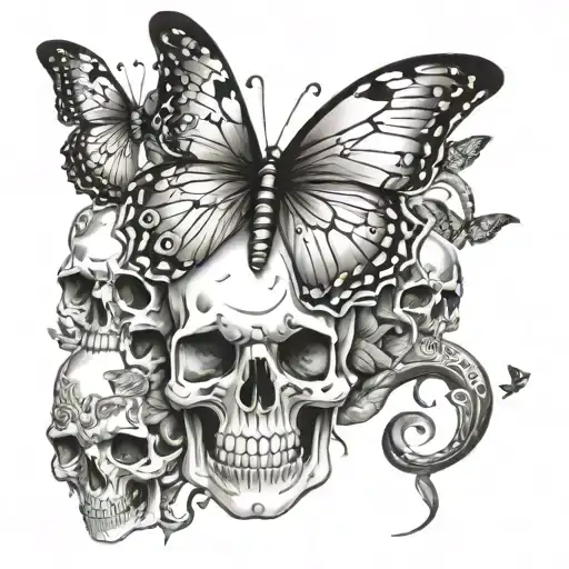 Skulls Butterflies Snakes Arm Sleeve