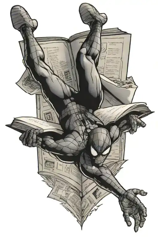 Spider-man Hanging Upside Down Reading A Book