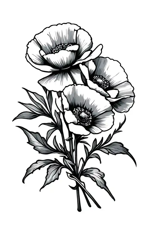 Poppy Flower Bouquet Traditional Style