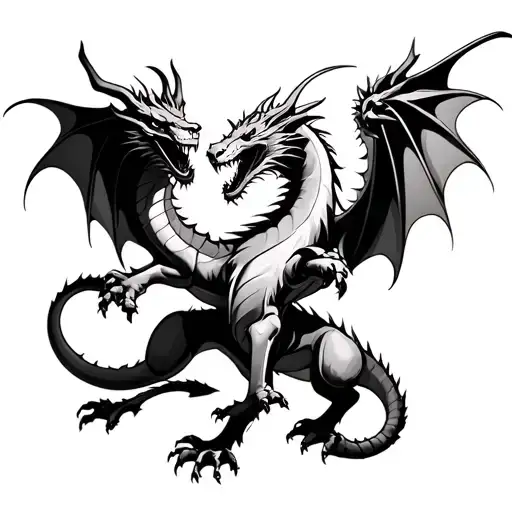 Dragon Fight Against Lion