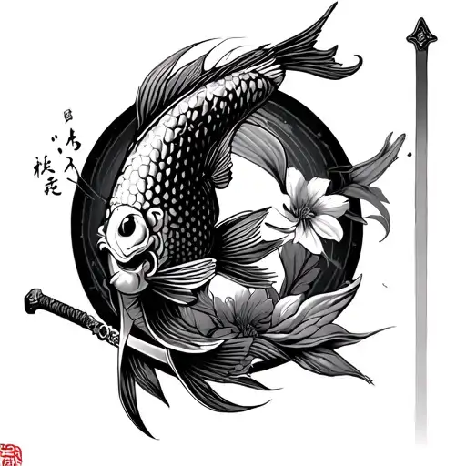 Rorouni Kenshin Himura Sword Battle Coi Fish Swimming Japanese Petals