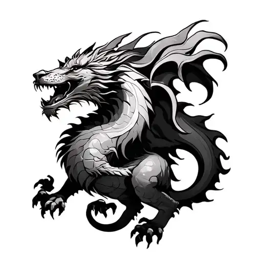Dragon Fight Against Lion Aries Tattoo For Men