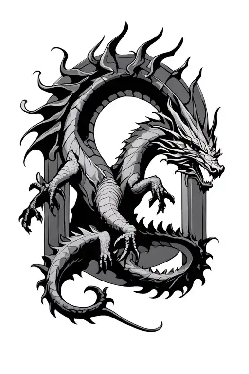 Dragon Emerging From Portal