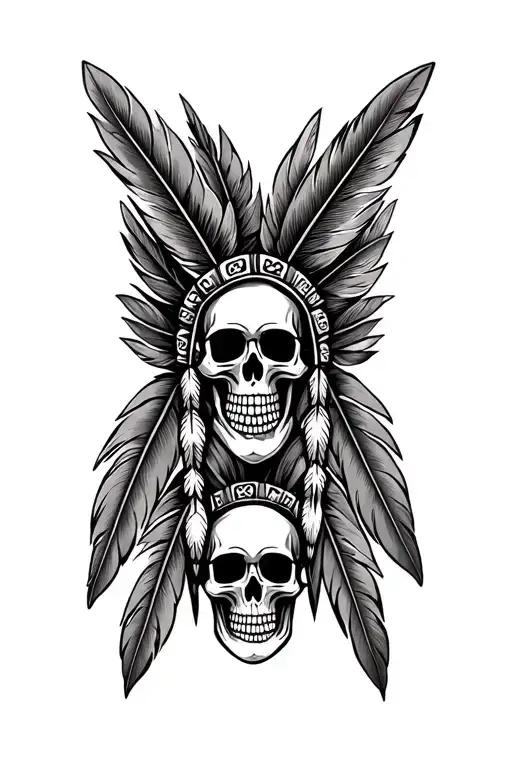 Cherokee Indian Feathers With Skulls