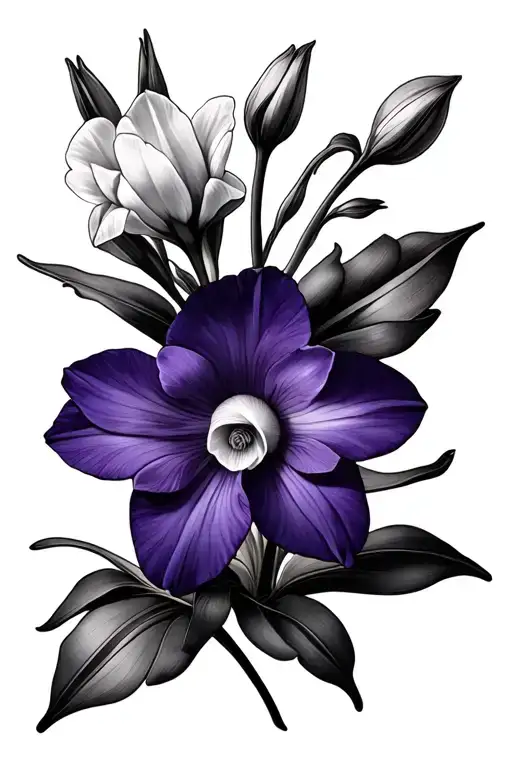 Violet And Narcissus Flower Mixed Together