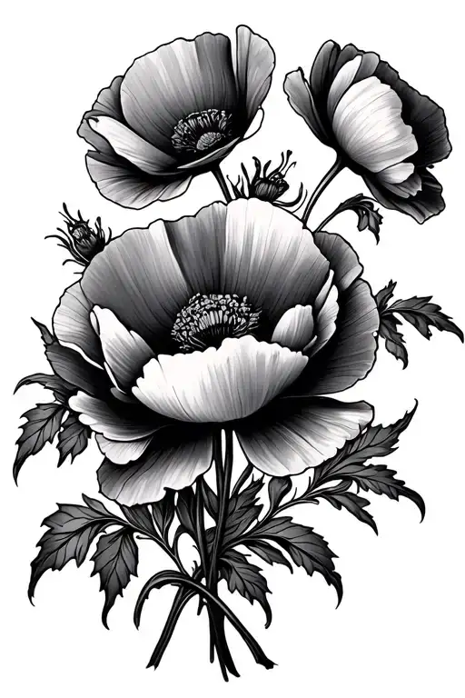 Poppy Flower Bouquet In Mirror